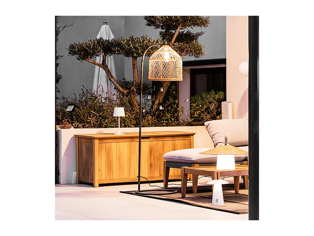 Lampadaire d'extérieur SELMA Beige Poly rotin