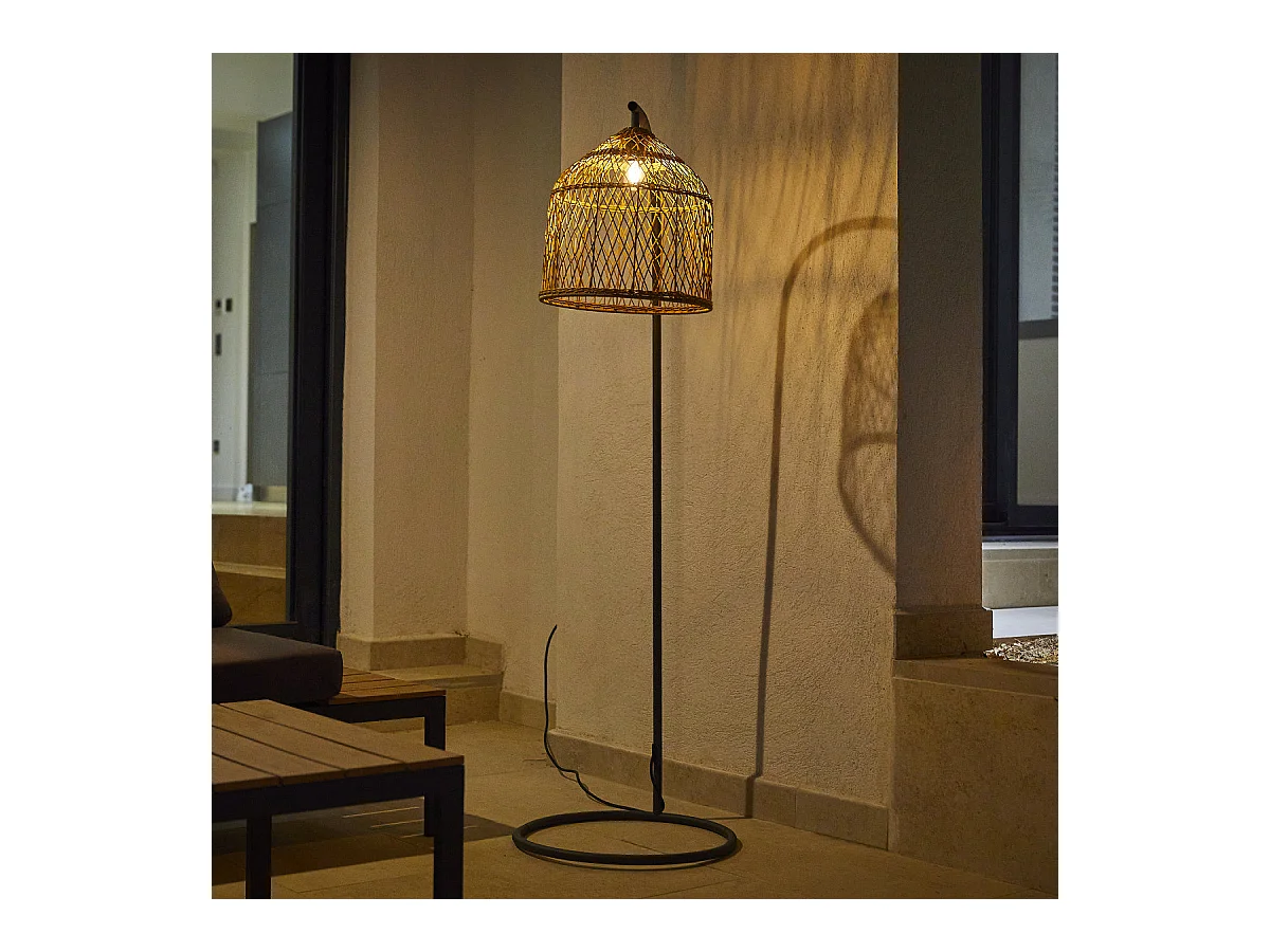 Lampadaire d'extérieur SELMA Beige Poly rotin