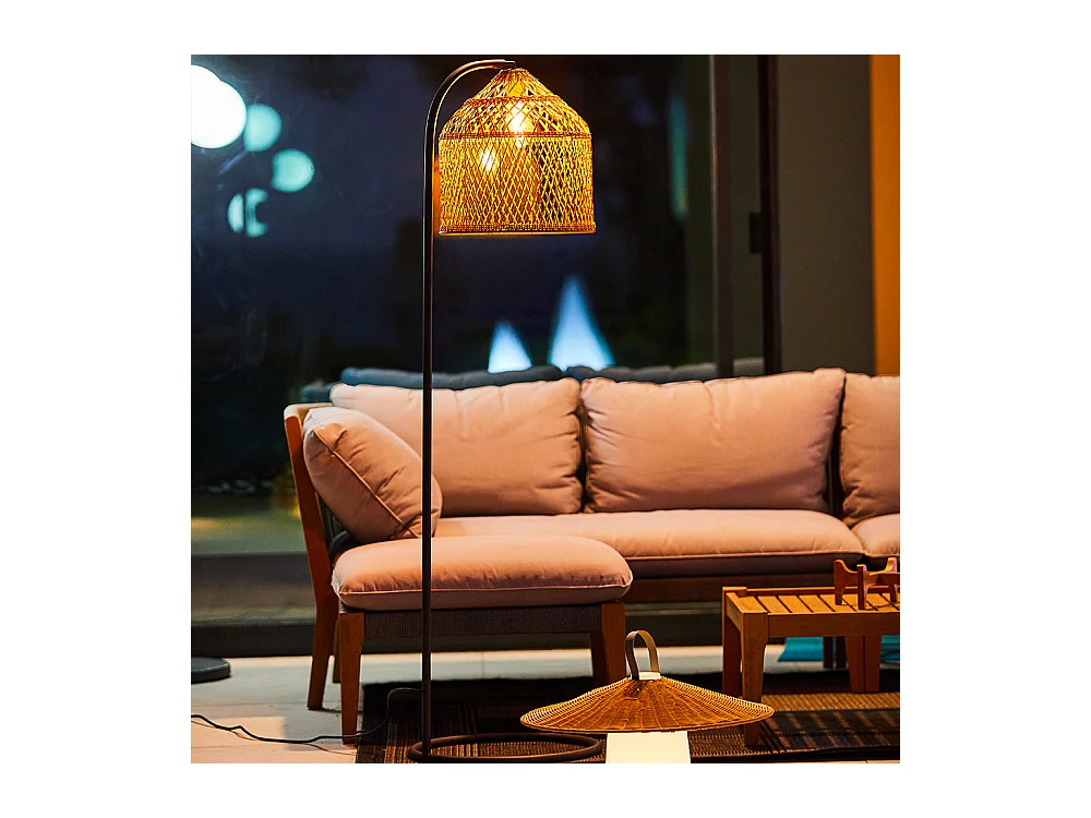 Lampadaire d'extérieur SELMA Beige Poly rotin