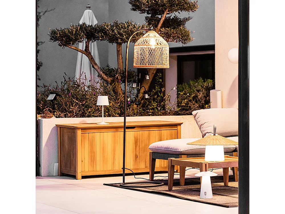 Lampadaire d'extérieur SELMA Beige Poly rotin H150CM