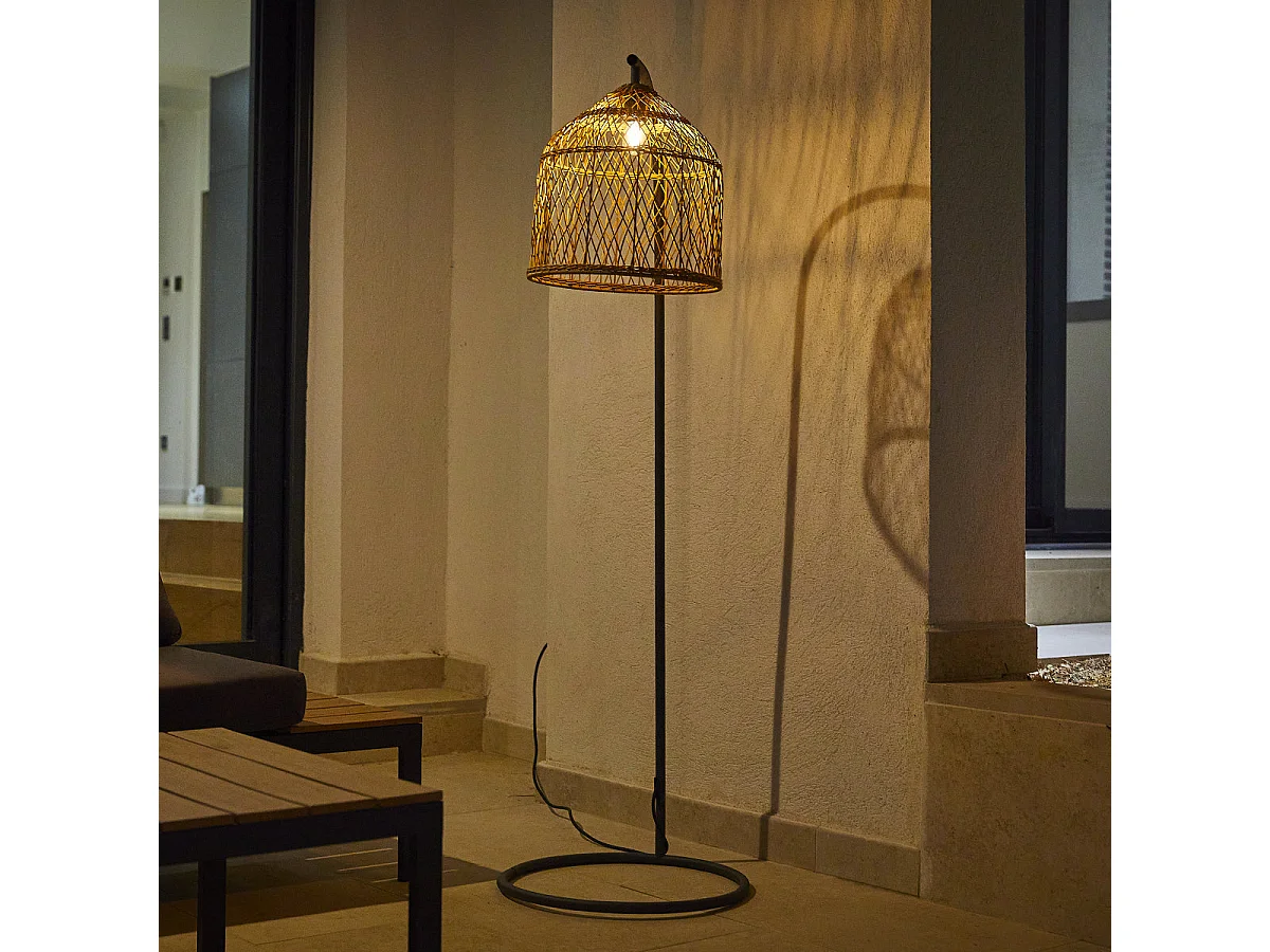 Lampadaire d'extérieur SELMA Beige Poly rotin H150CM