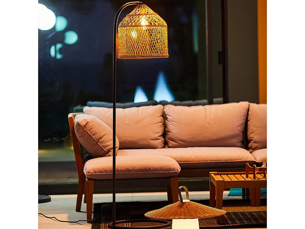 Lampadaire d'extérieur SELMA Beige Poly rotin H150CM