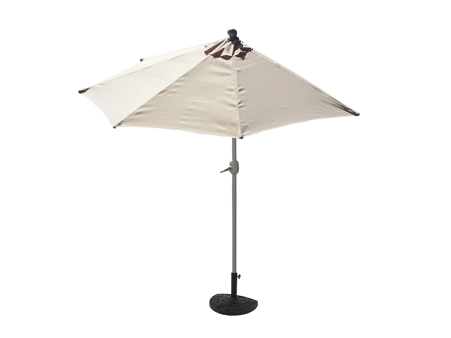 Demi parasol semi-circulaire balcon aluminium crème 285 x 145 x 252 cm 04_0003847