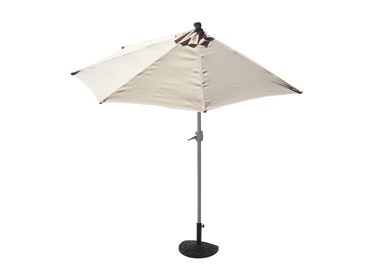 Demi parasol semi-circulaire balcon aluminium crème 285 x 145 x 252 cm 04_0003847