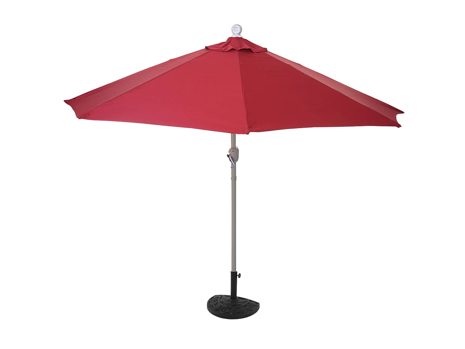 Demi parasol semi-circulaire balcon aluminium bordeaux 260 x 135 x 252 cm 04_0003848