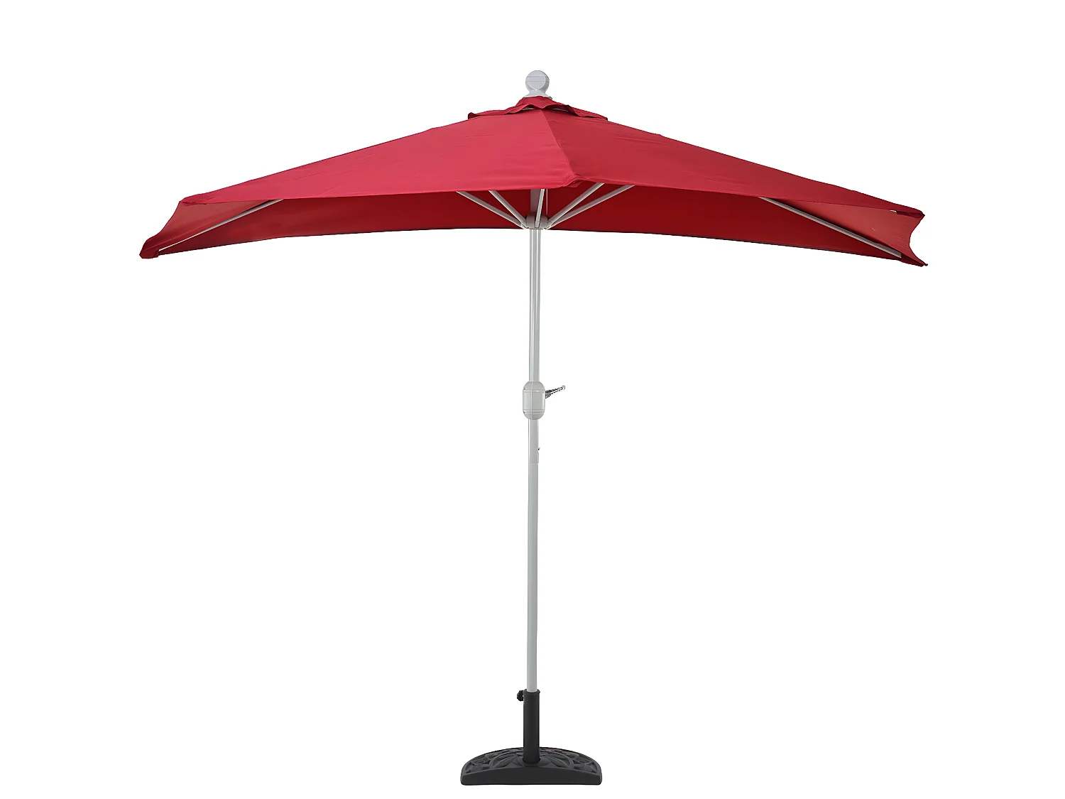 Demi parasol semi-circulaire balcon aluminium bordeaux 260 x 135 x 252 cm 04_0003848