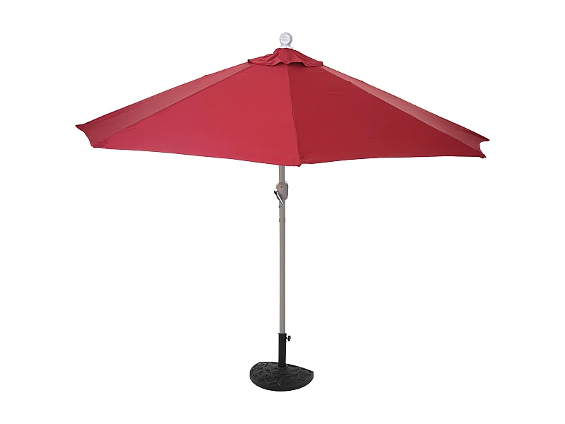Demi parasol semi-circulaire balcon aluminium bordeaux 260 x 135 x 252 cm 04_0003848