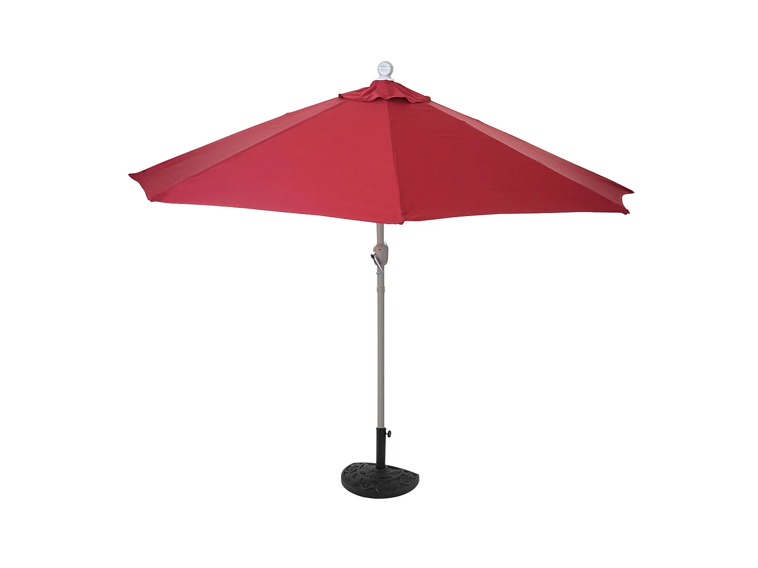 Demi parasol semi-circulaire balcon aluminium bordeaux 285 x 145 x 252 cm 04_0003845