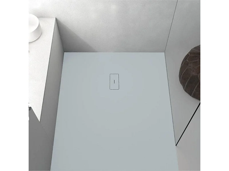 Mineralguss-Duschwanne extra flach FUSION Schieferoptik GRAU 100x100cm