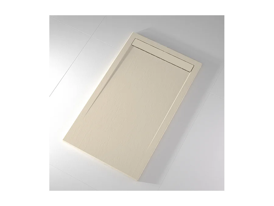Mineralguss-Duschwanne extra flach CLEVER Schieferoptik BEIGE 90x210 cm
