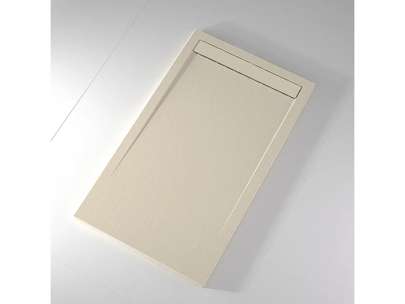 Mineralguss-Duschwanne extra flach CLEVER Schieferoptik BEIGE 70x210 cm