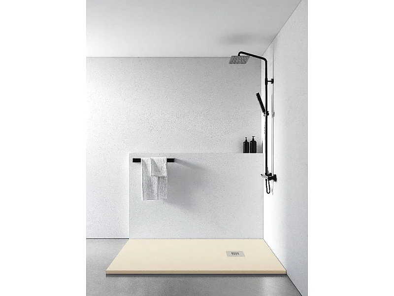 Mineralguss-Duschwanne extra flach MADISON Schieferoptik BEIGE 100x160cm