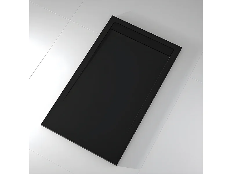 Mineralguss-Duschwanne extra flach CLEVER Schieferoptik SCHWARZ 90x210 cm