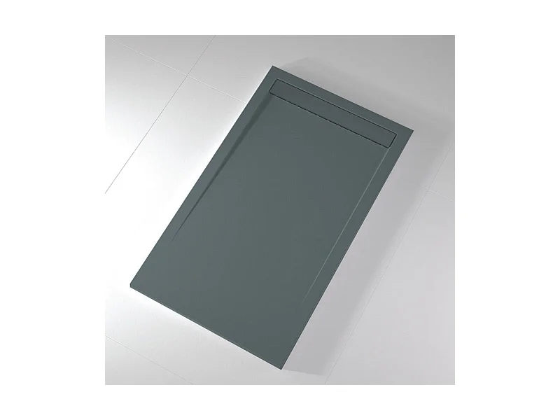 Mineralguss-Duschwanne extra flach CLEVER Schieferoptik ANTHRAZIT 70x210 cm