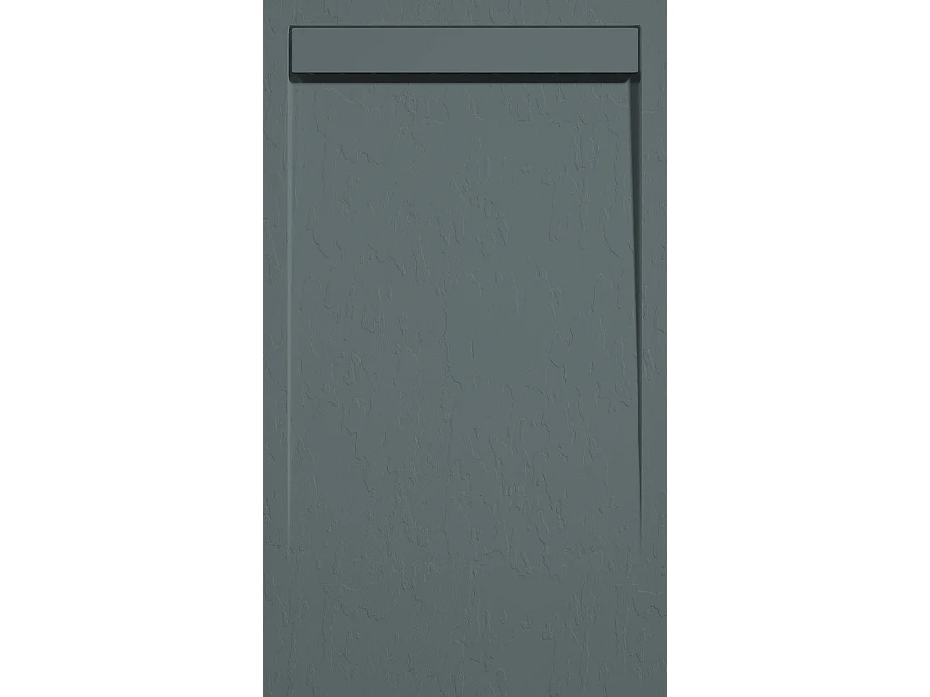 Mineralguss-Duschwanne extra flach CLEVER Schieferoptik ANTHRAZIT 70x210 cm  Auslaufschutz in Farbe