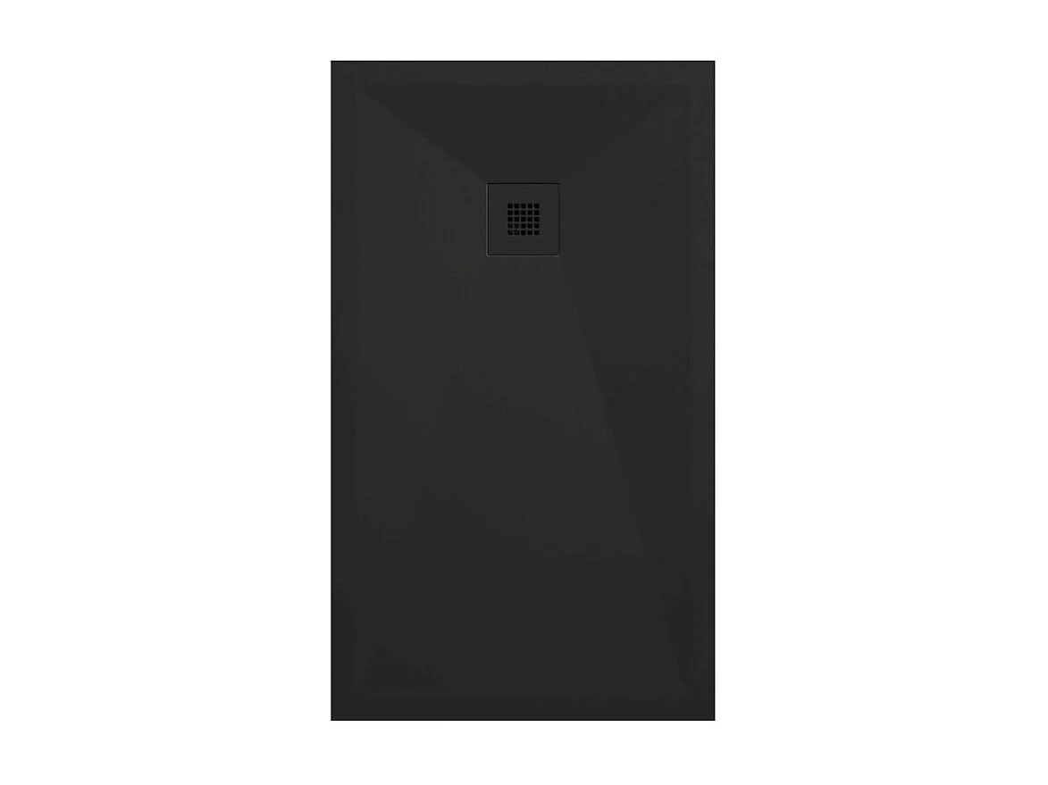 Mineralguss-Duschwanne extra flach ONDA Schieferoptik SCHWARZ 90x90 cm  Auslaufschutz in Farbe