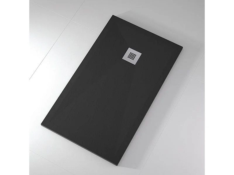 Plato de ducha pizarra ONDA NEGRO  70x160 cm rejilla inox
