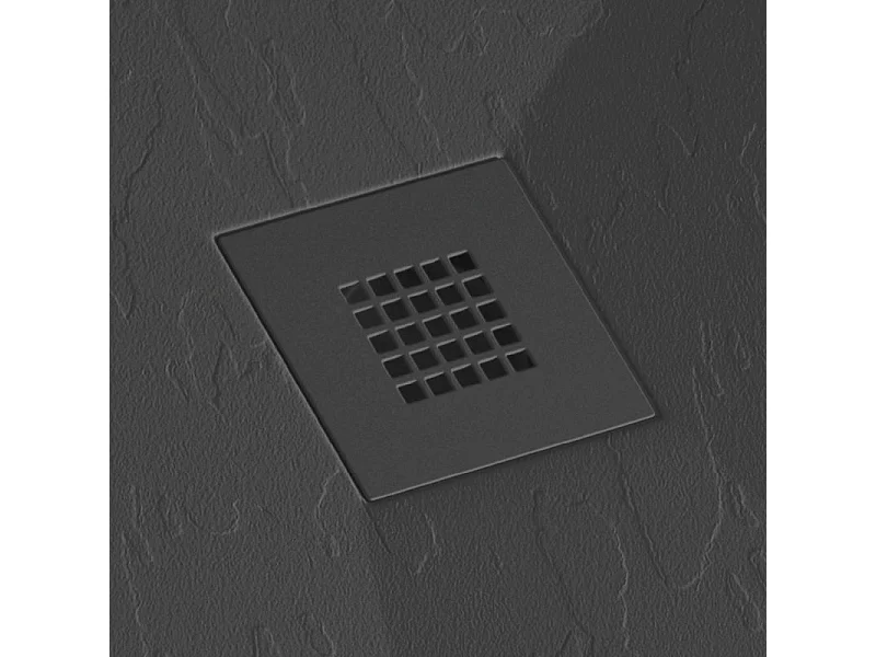 Mineralguss-Duschwanne extra flach ONDA Schieferoptik SCHWARZ 100x160 cm