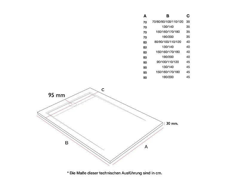 Plato de ducha pizarra CLEVER ceniza  90x210 cm rejilla color