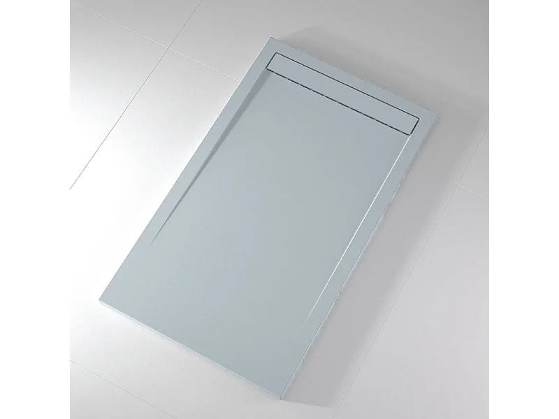 Mineralguss-Duschwanne extra flach CLEVER Schieferoptik GRAU 90x210 cm