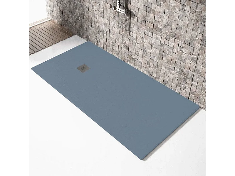 Mineralguss-Duschwanne extra flach MADISON Schieferoptik ANTHRAZIT 100x110cm