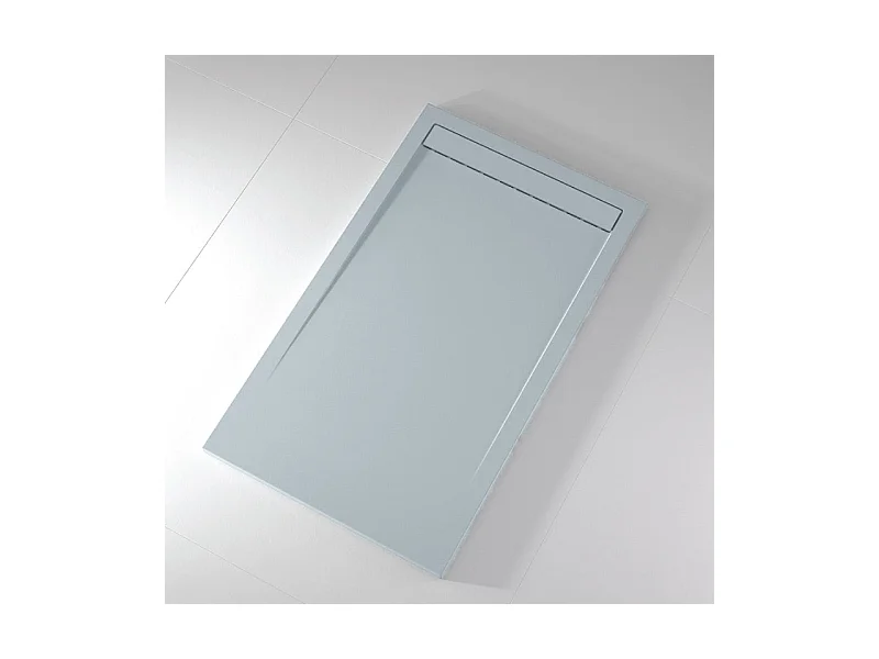 Mineralguss-Duschwanne extra flach CLEVER Schieferoptik GRAU 70x210 cm