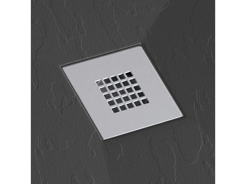 Plato de ducha pizarra ONDA NEGRO  90x110 cm rejilla inox