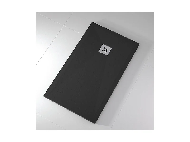 Plato de ducha pizarra ONDA NEGRO  80x90 cm rejilla inox