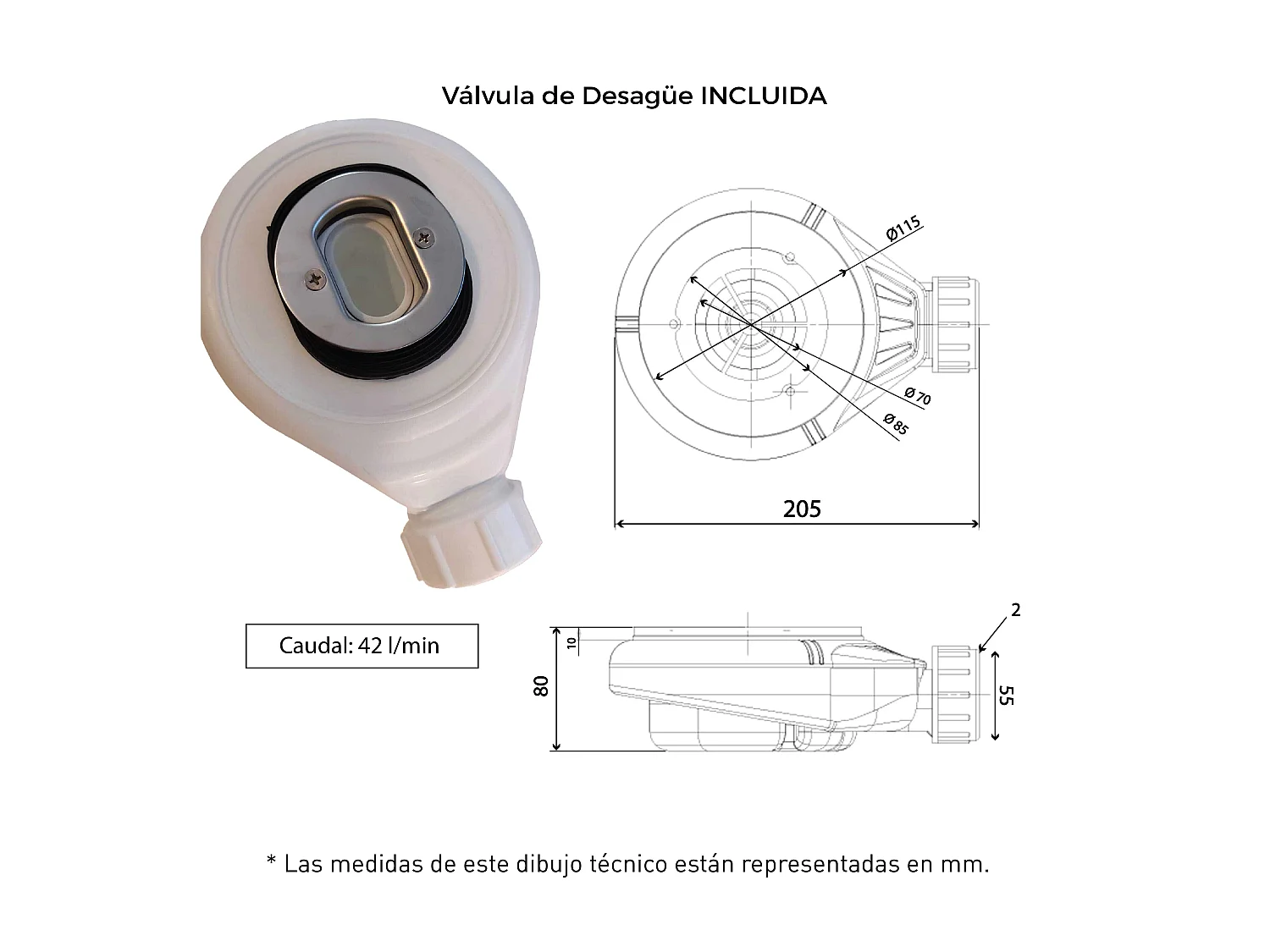 Plato de ducha pizarra CLEVER BLANCO  70x210 cm