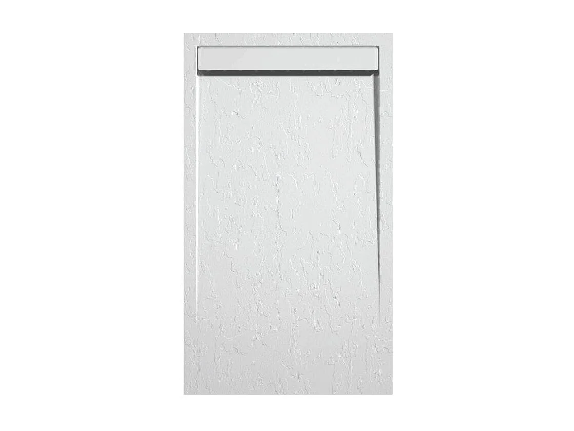 Mineralguss-Duschwanne extra flach CLEVER Schieferoptik WEIß 90x210 cm  Auslaufschutz in Farbe