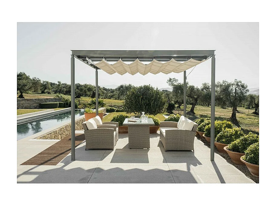 Set da Pranzo da Giardino New York 5 Posti Marrone Naturale Kiefergarden