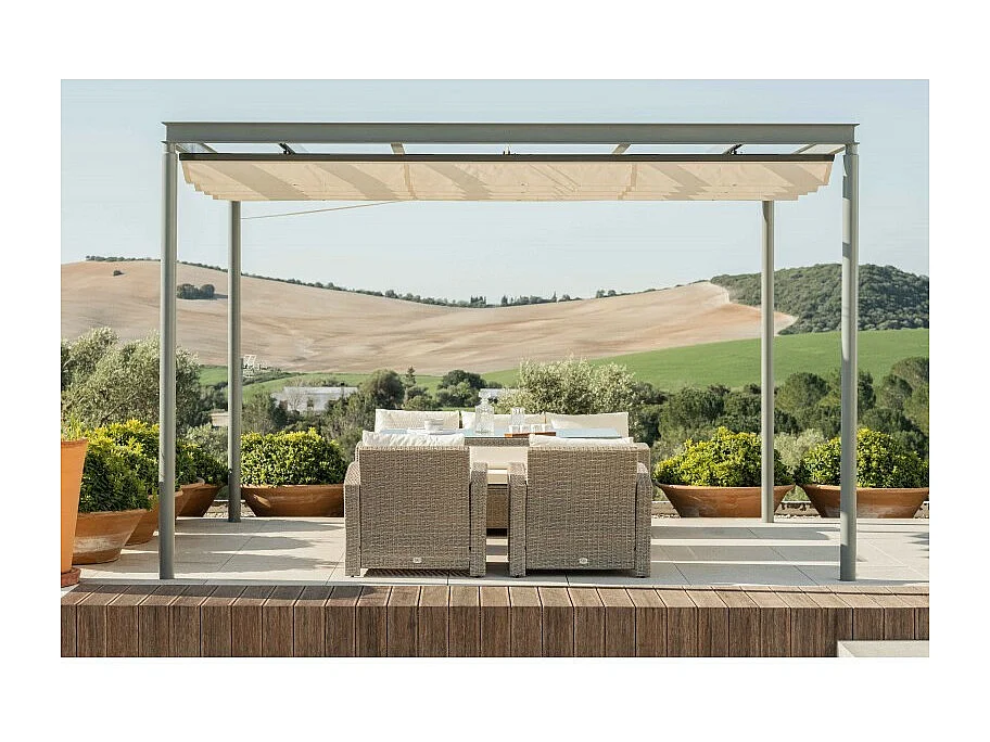 Set da Pranzo da Giardino New York 5 Posti Marrone Naturale Kiefergarden