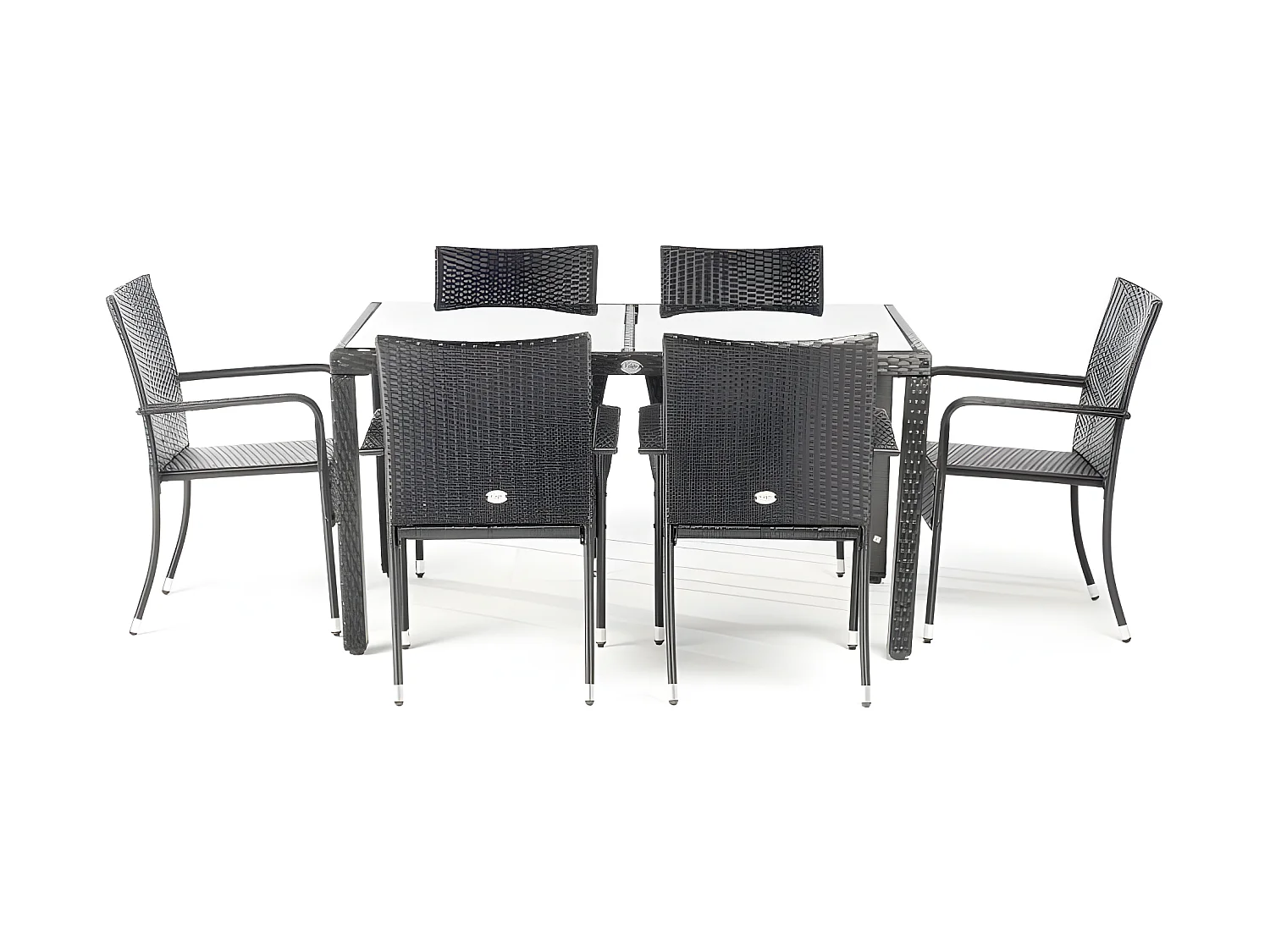 Muebles de Jardín Comedor Formentera 6 Plazas Ratán sintético Negro KieferGarden