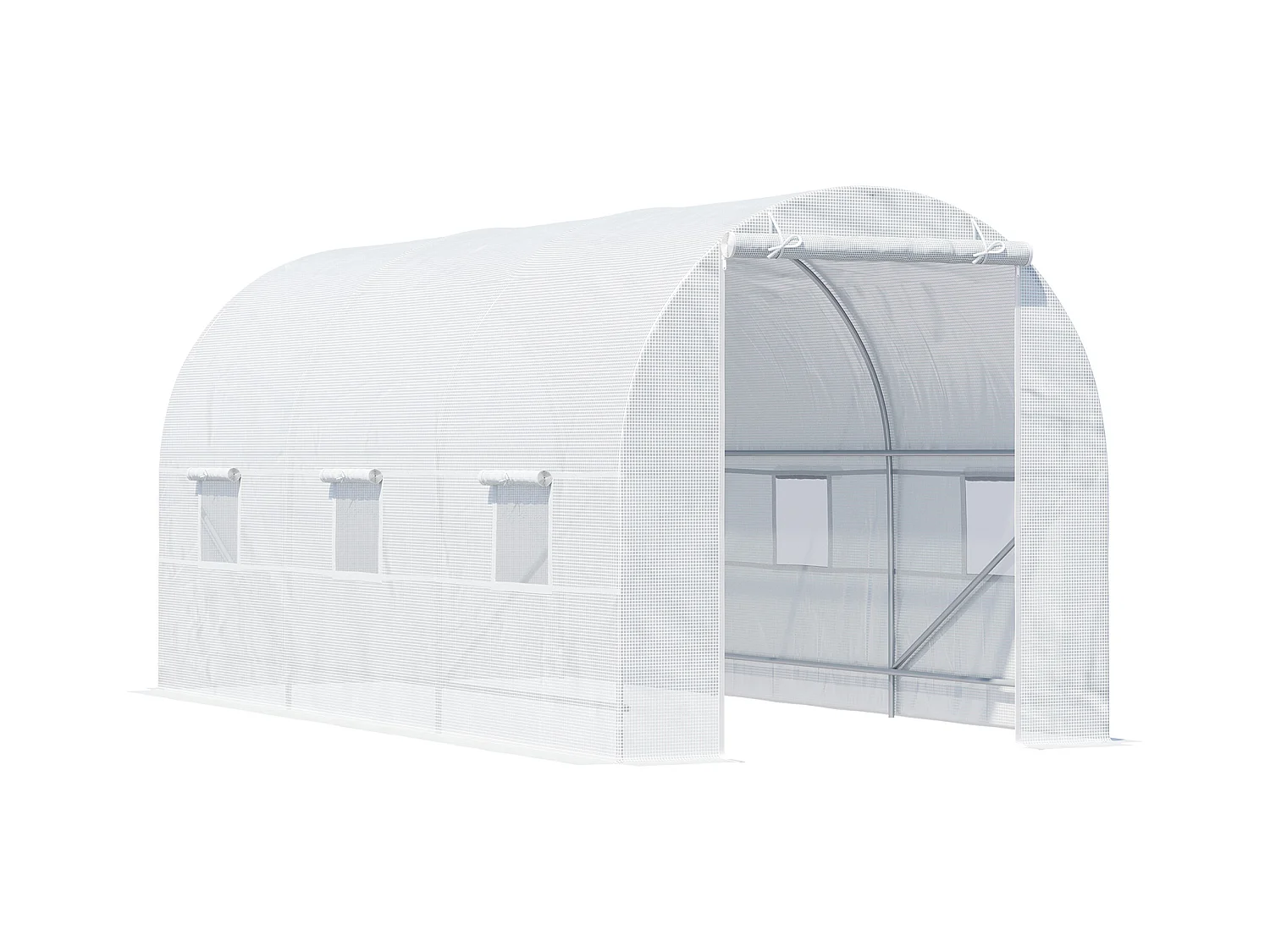 Serre de jardin tunnel surface sol 9 m² 4,5L x 2l x 2H m châssis tubulaire renforcé 18 mm 6 fenêtres blanc