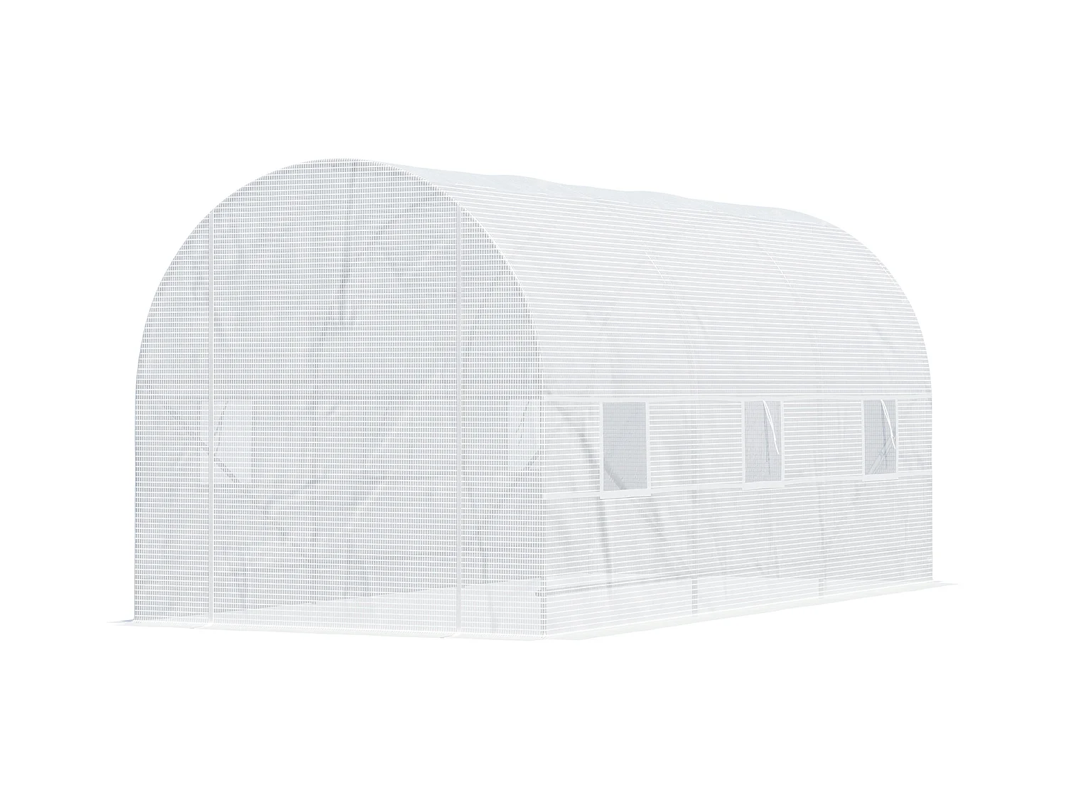 Serre de jardin tunnel surface sol 9 m² 4,5L x 2l x 2H m châssis tubulaire renforcé 18 mm 6 fenêtres blanc