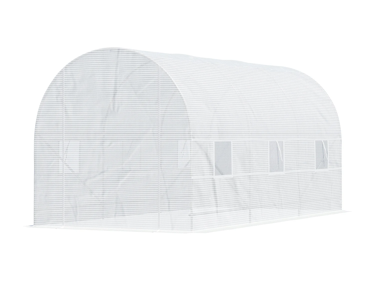 Serre de jardin tunnel surface sol 9 m² 4,5L x 2l x 2H m châssis tubulaire renforcé 18 mm 6 fenêtres blanc