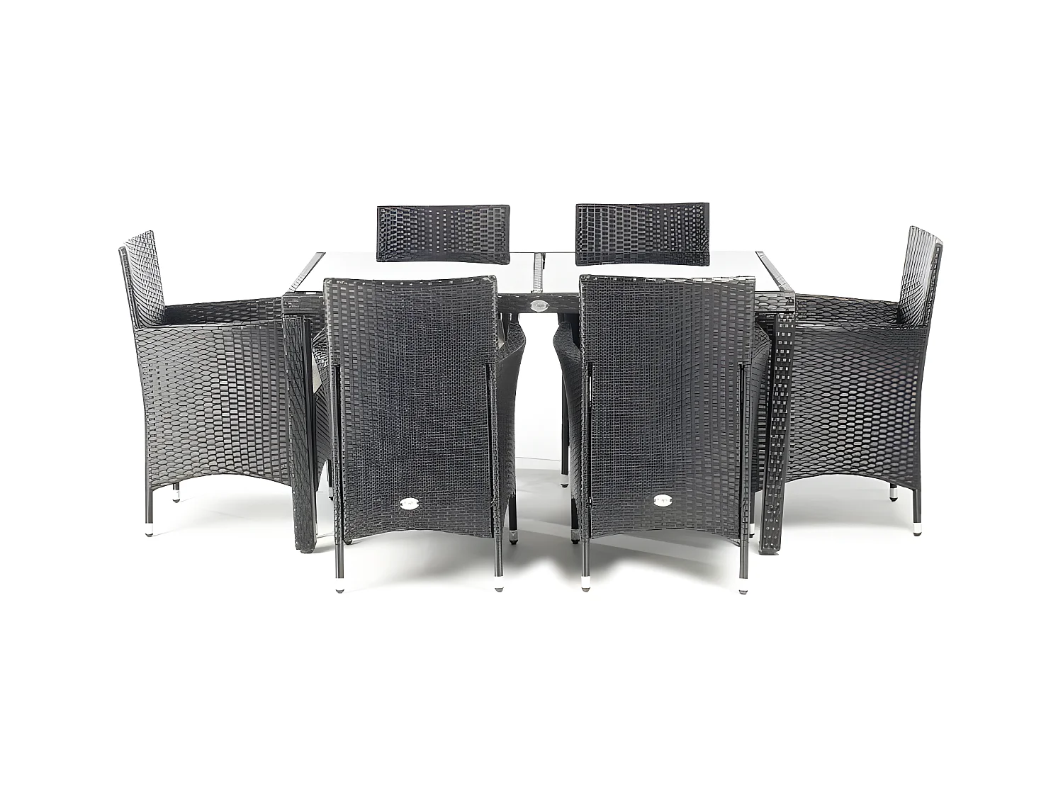 Table de Jardin Washington 6 places Noir Rotin Synthétique Kiefergarden