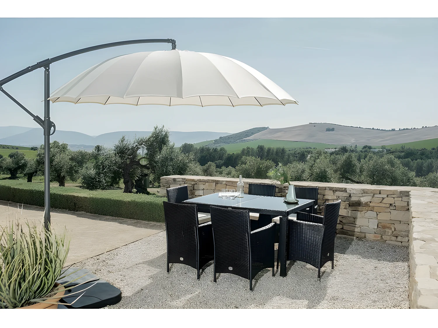 Table de Jardin Washington 6 places Noir Rotin Synthétique Kiefergarden