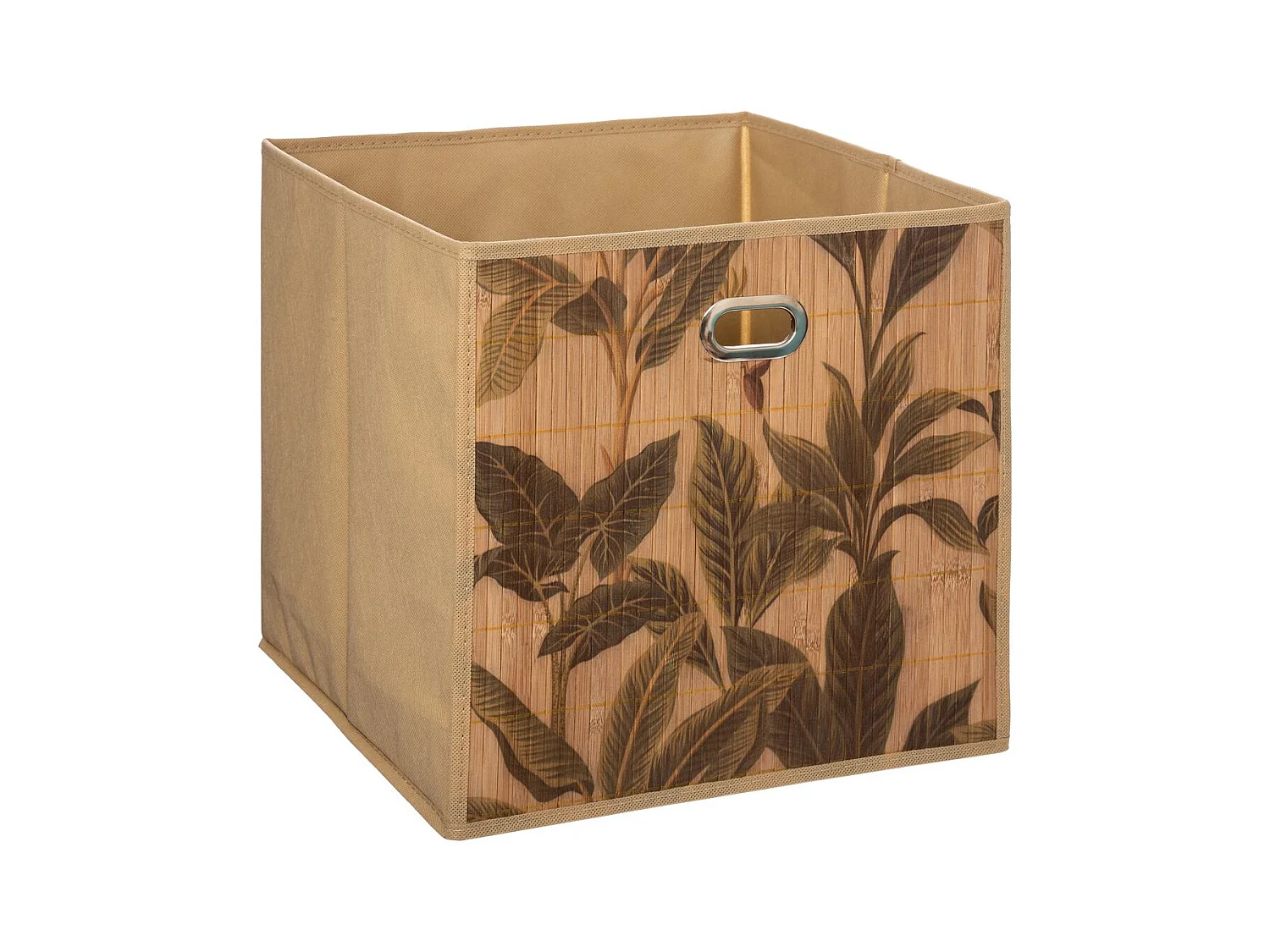 Boîte de rangement Bambou Naturel motif Vert  31 x 31 cm