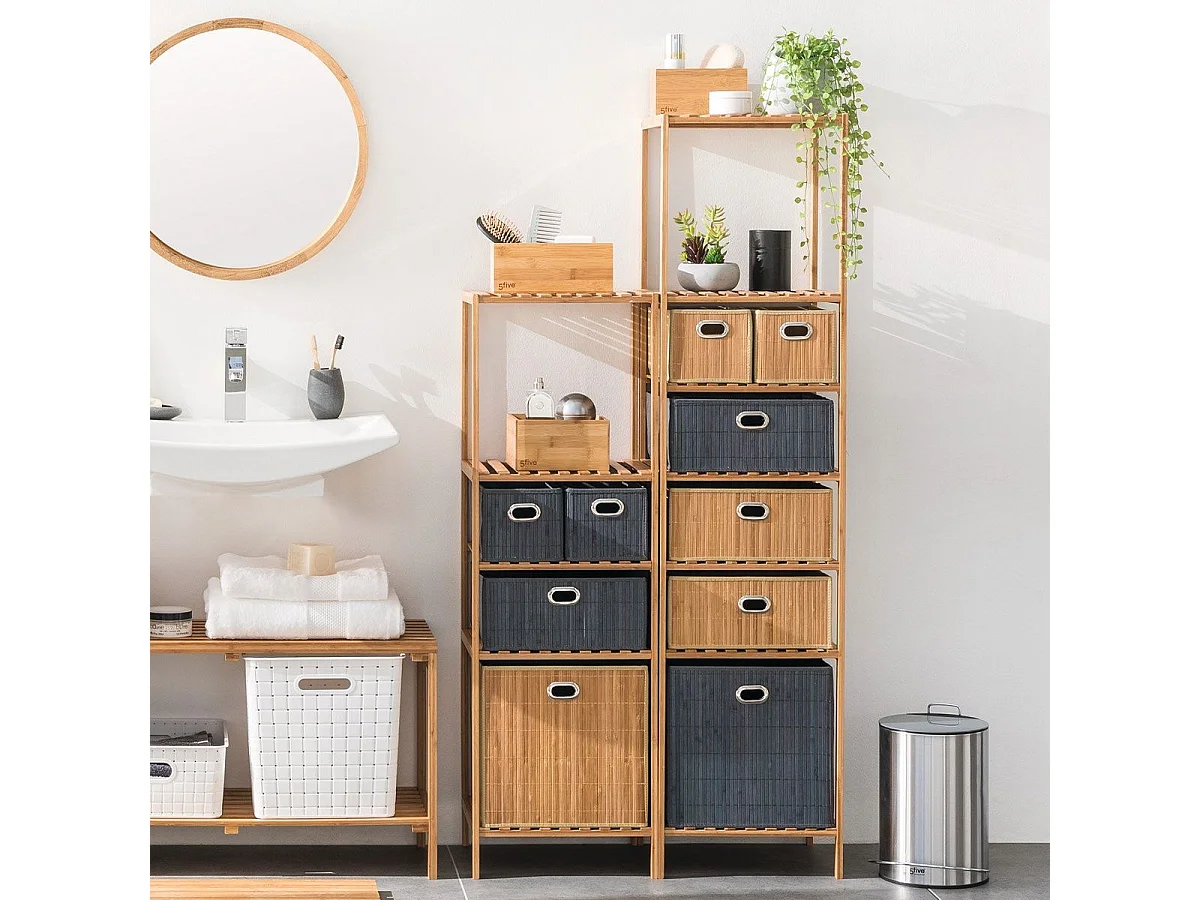 Boîte de rangement Bambou Naturel motif Vert  31 x 31 cm