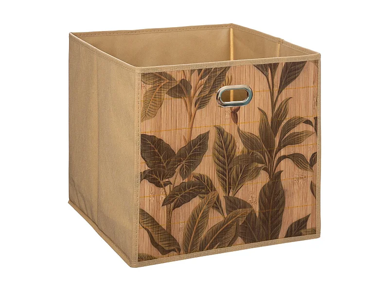 Boîte de rangement Bambou Naturel motif Vert  31 x 31 cm