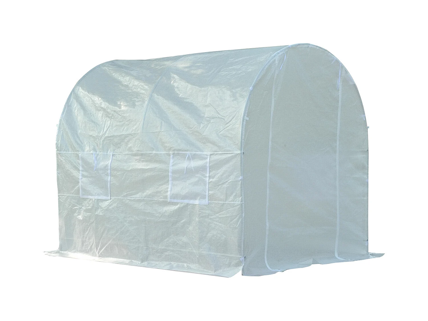 Serre de jardin tunnel surface sol 5 m² 2,5L x 2l x 2H m châssis tubulaire renforcé 18 mm 4 fenêtres blanc