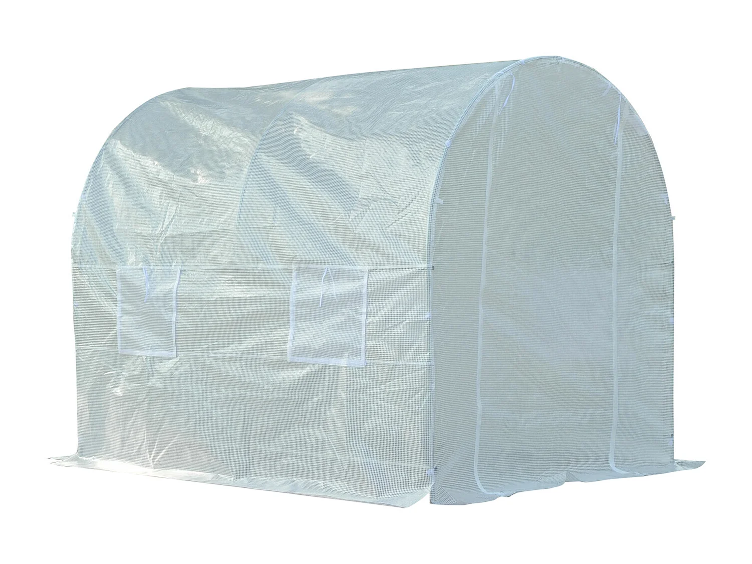Serre de jardin tunnel surface sol 5 m² 2,5L x 2l x 2H m châssis tubulaire renforcé 18 mm 4 fenêtres blanc