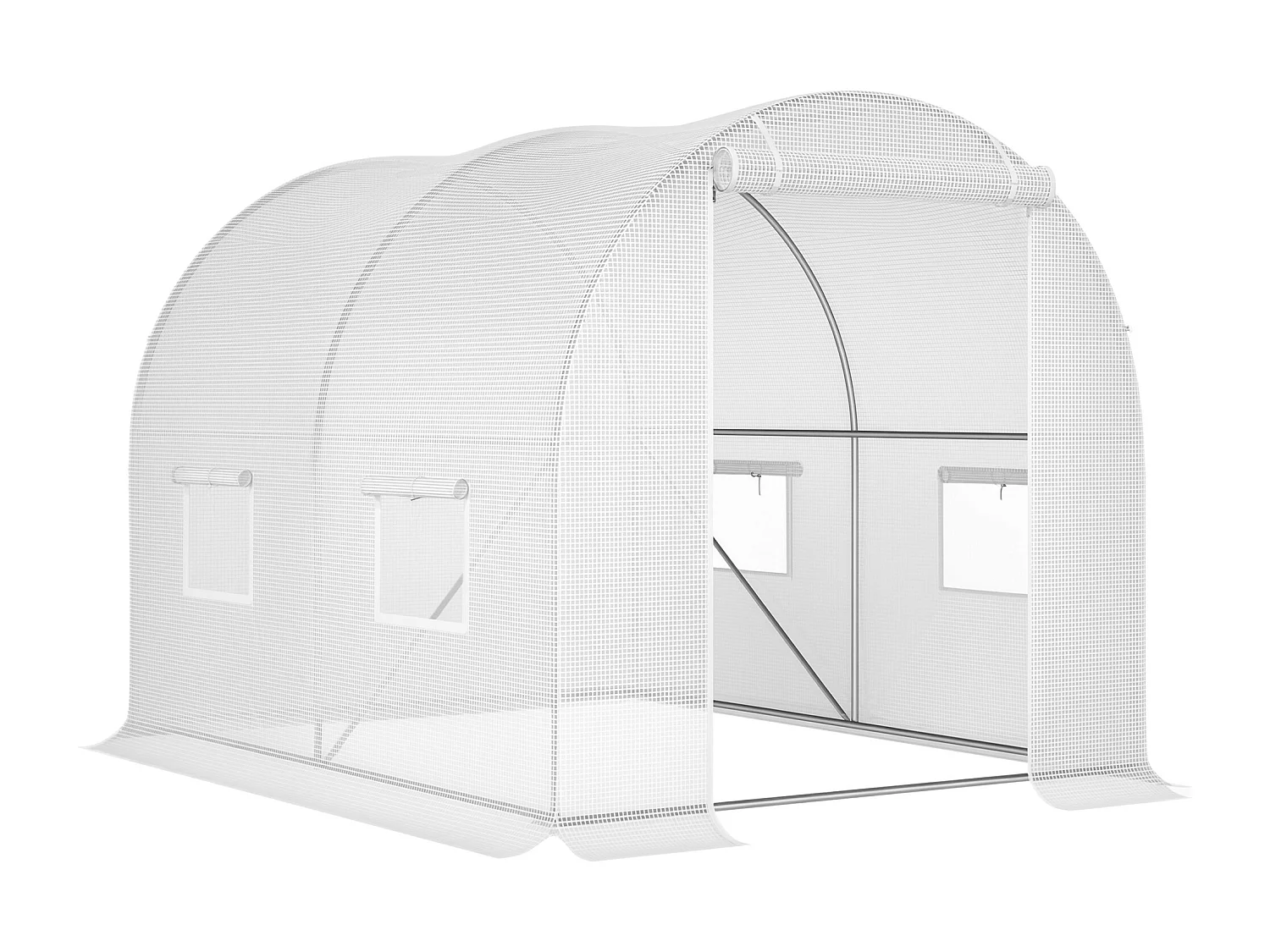 Serre de jardin tunnel 6 m² 3L x 2l x 1,9H m acier galvanisé renforcé diamètre 2,4 cm + PE haute densité fenêtres porte blanc