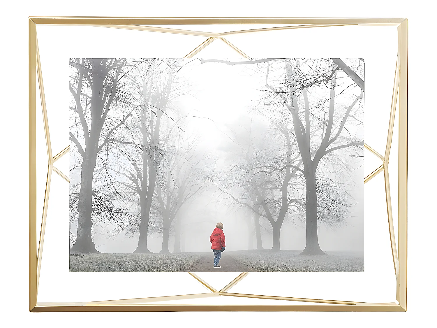 Cadre photo filaire en métal Prisma 13x18cm doré