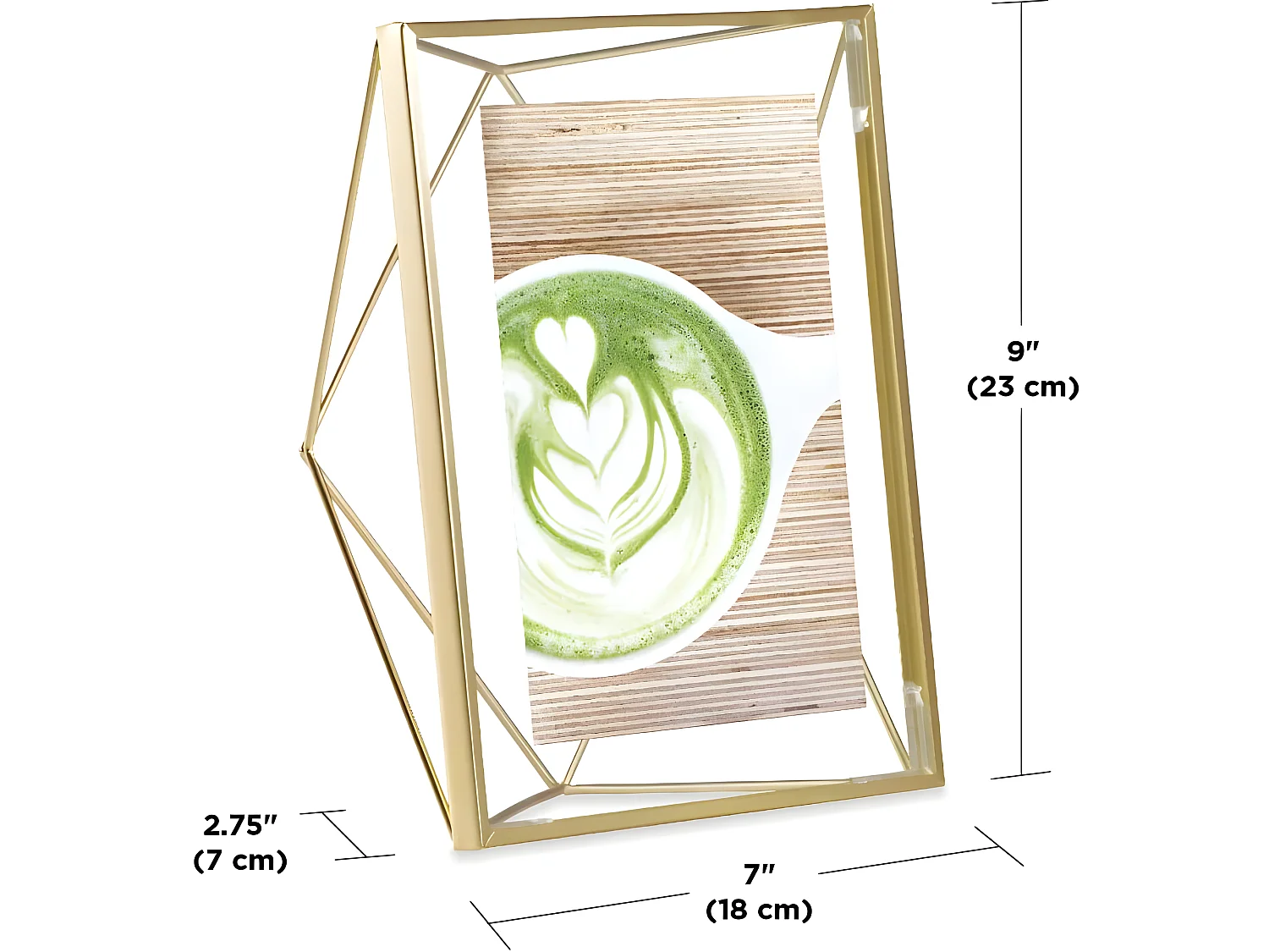 Cadre photo filaire en métal Prisma 13x18cm doré