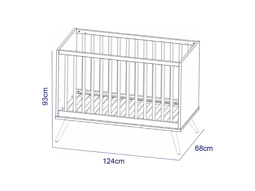Lit bébé Seventies Bois et blanc