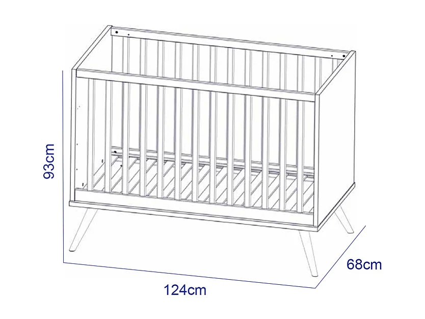 Lit bébé Seventies Bois et blanc