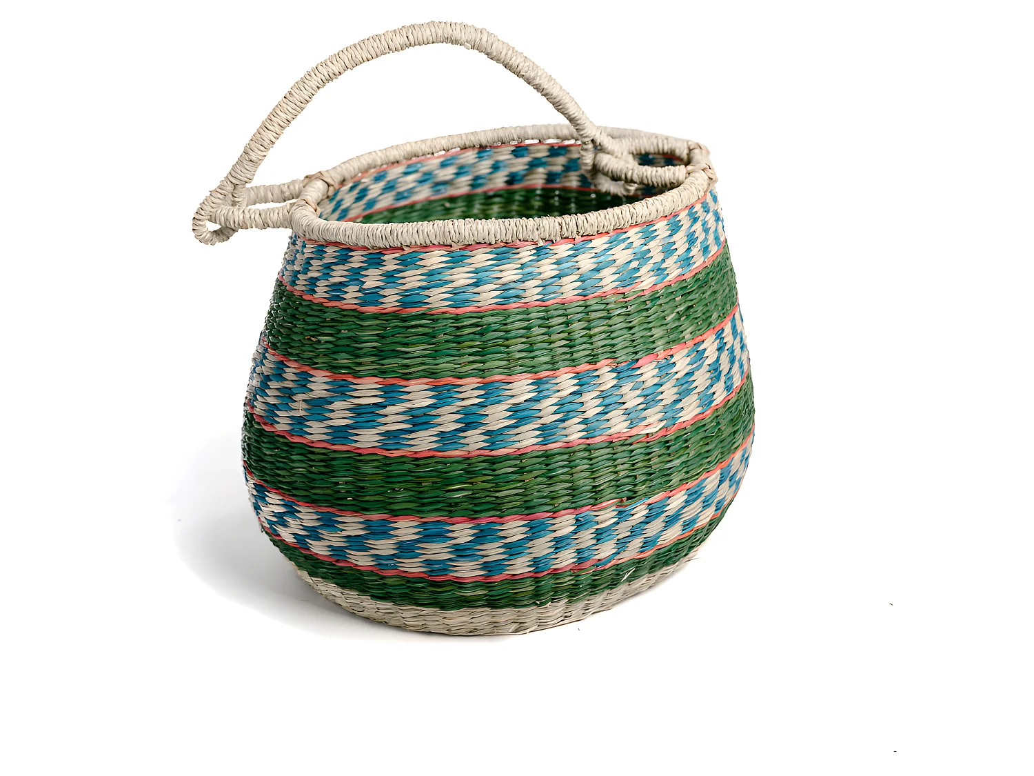 Paniers De Rangement Rond Tressés Naturel En Jonc De Mer Coloré