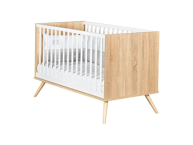 Lit bébé évolutif Seventies Bois et blanc